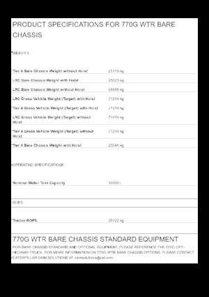Dumper Rigidi Caterpillar 770G WTR Bare chassis
