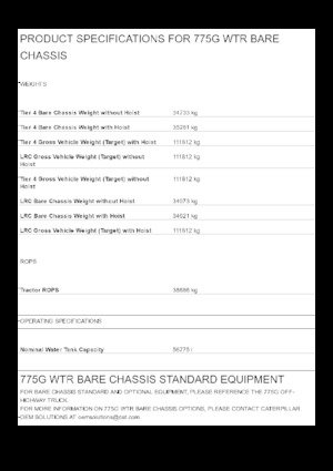 Dumper Rigidi Caterpillar 775G WTR Bare chassis
