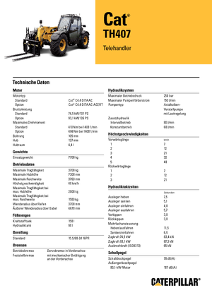 Sollevatori Telescopici Fissi Caterpillar TH407