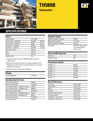Sollevatori Telescopici Fissi Caterpillar TH 580 B