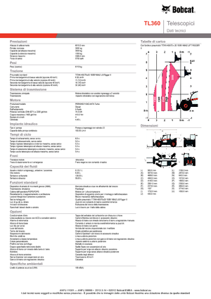 Sollevatori Telescopici Fissi Bobcat TL 360