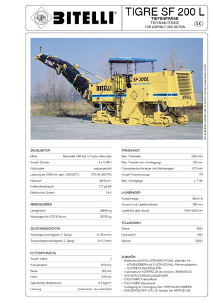 Frese stradali gommate/cingolate Bitelli SF 200 L
