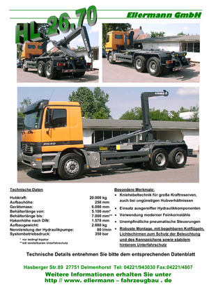 Autocarri con cassone ribaltabile roll off Ellermann HL 26.70