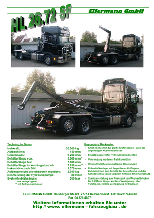 Autocarri con cassone ribaltabile roll off Ellermann HL 26.70 SF