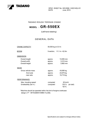 Gru fuoristrada Tadano GR 550 EX