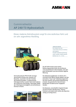 Compattatori stradali statici gommati Ammann AP 240 H-T3