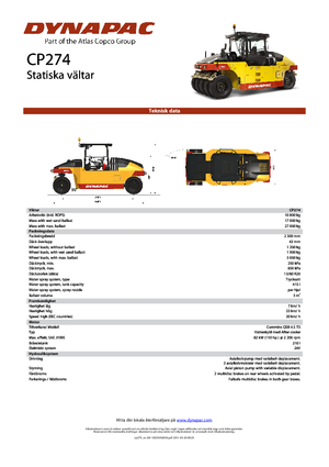 Compattatori stradali statici gommati Dynapac CP 274