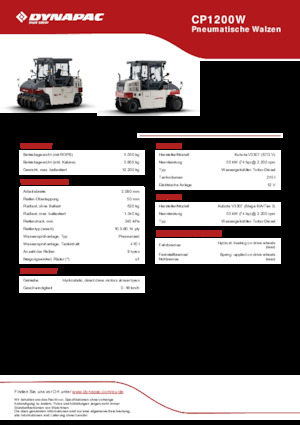 Compattatori stradali statici gommati Dynapac CP1200W