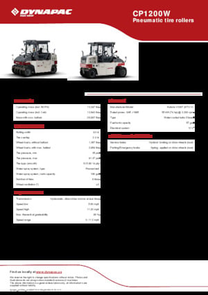 Compattatori stradali statici gommati Dynapac CP1200W