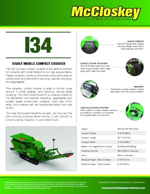 Impianti di riciclaggio calcinacci McCloskey I34R