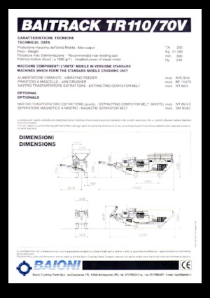 Impianti di riciclaggio calcinacci Baioni TR110/70V