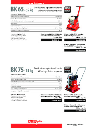 Piastre vibranti monodirezionali Breaker BK 65-02