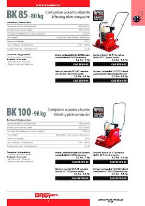 Piastre vibranti monodirezionali Breaker BK 85-02