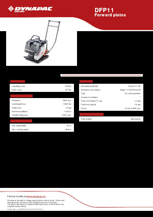Piastre vibranti monodirezionali Dynapac DFP11