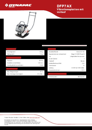 Piastre vibranti monodirezionali Dynapac DFP7AX