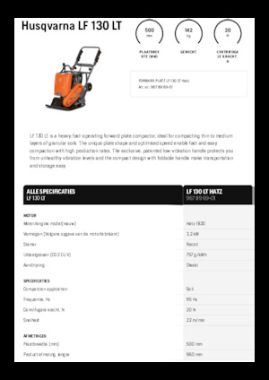 Piastre vibranti monodirezionali Husqvarna LF 130 LT