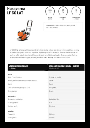 Piastre vibranti monodirezionali Husqvarna LF 60 LAT