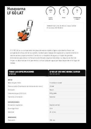 Piastre vibranti monodirezionali Husqvarna LF 60 LAT