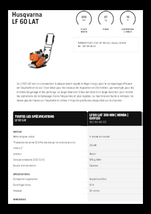 Piastre vibranti monodirezionali Husqvarna LF 60 LAT