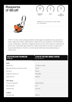 Piastre vibranti monodirezionali Husqvarna LF 60 LAT