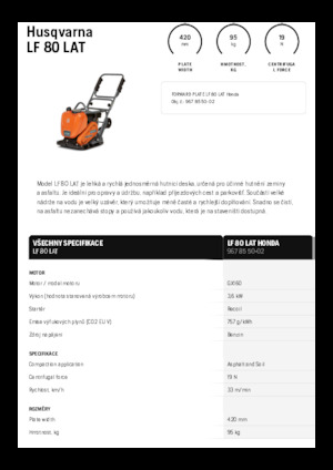 Piastre vibranti monodirezionali Husqvarna LF 80 LAT
