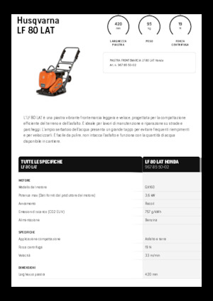 Piastre vibranti monodirezionali Husqvarna LF 80 LAT