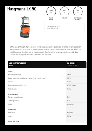 Piastre vibranti monodirezionali Husqvarna LX 90