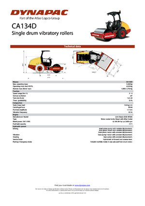 Compattatori stradali vibranti monotamburo Dynapac CA 134 D
