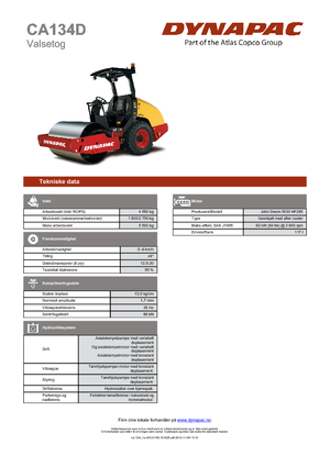 Compattatori stradali vibranti monotamburo Dynapac CA 134 D
