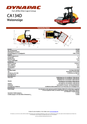 Compattatori stradali vibranti monotamburo Dynapac CA 134 D