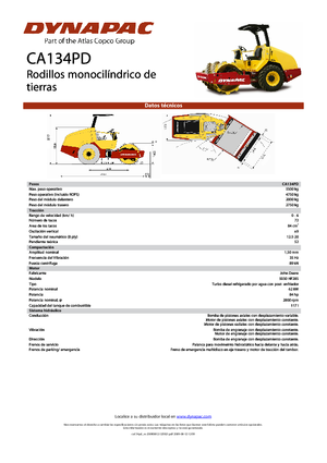Compattatori stradali vibranti monotamburo Dynapac CA 134 PD