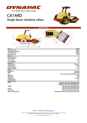 Compattatori stradali vibranti monotamburo Dynapac CA 144 D