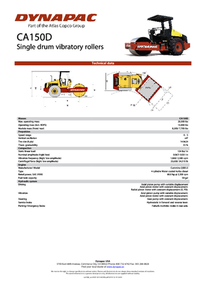 Compattatori stradali vibranti monotamburo Dynapac CA 150 D