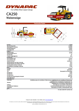 Compattatori stradali vibranti monotamburo Dynapac CA 250