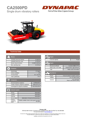 Compattatori stradali vibranti monotamburo Dynapac CA 2500 PD
