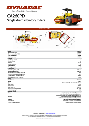 Compattatori stradali vibranti monotamburo Dynapac CA 260 PD