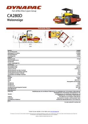 Compattatori stradali vibranti monotamburo Dynapac CA 280 D