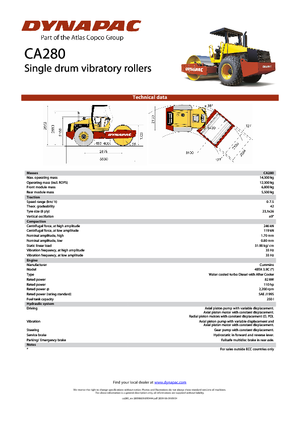 Compattatori stradali vibranti monotamburo Dynapac CA 280