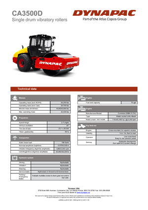 Compattatori stradali vibranti monotamburo Dynapac CA 3500 D