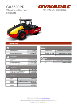 Compattatori stradali vibranti monotamburo Dynapac CA 3500 PD