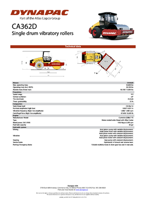 Compattatori stradali vibranti monotamburo Dynapac CA 362 D