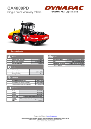 Compattatori stradali vibranti monotamburo Dynapac CA 4000 PD