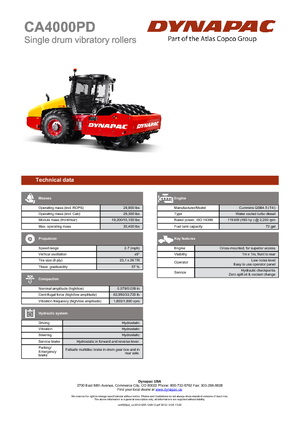 Compattatori stradali vibranti monotamburo Dynapac CA 4000 PD