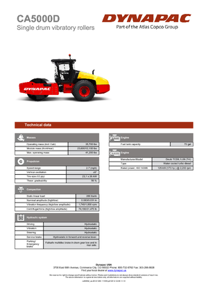 Compattatori stradali vibranti monotamburo Dynapac CA 5000 D