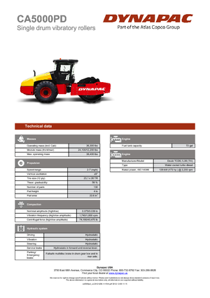 Compattatori stradali vibranti monotamburo Dynapac CA 5000 PD
