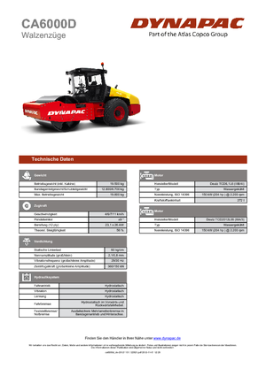 Compattatori stradali vibranti monotamburo Dynapac CA 6000 D