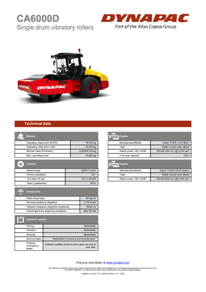 Compattatori stradali vibranti monotamburo Dynapac CA 6000 D