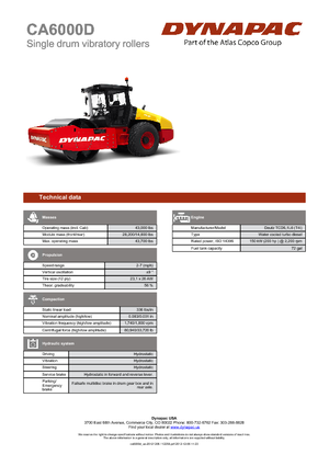 Compattatori stradali vibranti monotamburo Dynapac CA 6000 D