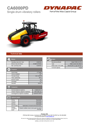 Compattatori stradali vibranti monotamburo Dynapac CA 6000 PD