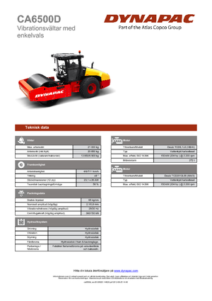 Compattatori stradali vibranti monotamburo Dynapac CA 6500 D